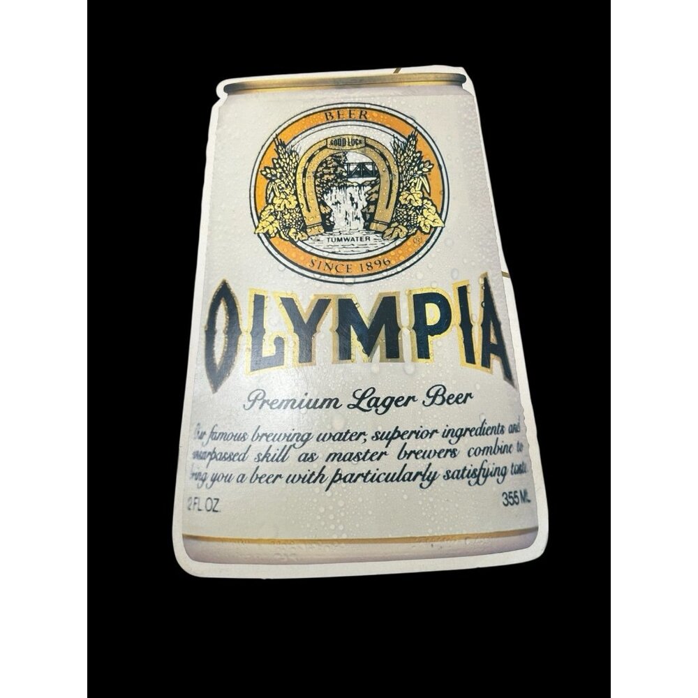 Olympia Beer Can Cardboard Store Sign USA Large Vintage 9.5" x 16" Breweriana
